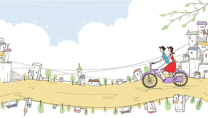 나무 식물 구름 커플 여자 남자 행복 길 한쌍 교통수단 교통 데이트 일러스트 하늘 거리 주택 사랑 미소 웃음 사람 빌딩 두명 건물 자전거 다정 쌍 승차 국내일러스트 AI파일 자연요소 건축물 감정 컨셉 관계 모션 표정 바이크 파일형식 벡터