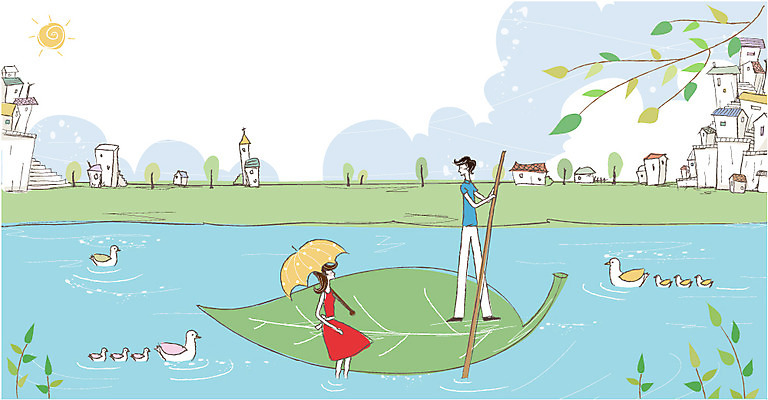 동물 구름 커플 여자 남자 행복 호수 한쌍 잎 데이트 일러스트 우산 조류 하늘 나뭇잎 주택 오리 사랑 미소 웃음 사람 빌딩 두명 건물 강 태양 다정 쌍 국내일러스트 AI파일 자연요소 식물 건축물 감정 컨셉 관계 표정 파일형식 벡터