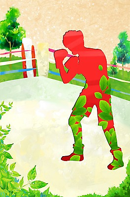 PSD 나무 식물 남자 실루엣 스포츠 잎 일러스트 자연 그림자 한명 사람 운동 권투 리빙 네이처 남자만 남자한명만 국내일러스트 1 촬영기법 건강 격투기 생태계 파일형식