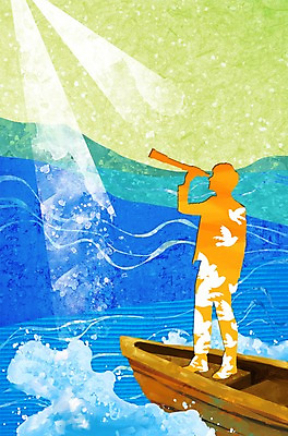 PSD 동물 남자 실루엣 바다 일러스트 자연 조류 그림자 한명 사람 망원경 관찰 리빙 네이처 선박 남자만 남자한명만 국내일러스트 1 수상교통 모션 촬영기법 생태계 파일형식