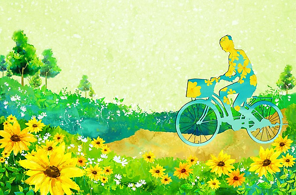 PSD 나무 식물 여자 꽃 실루엣 교통수단 교통 잎 일러스트 자연 그림자 한명 사람 자전거 승차 리빙 네이처 여자만 여자한명만 국내일러스트 1 모션 촬영기법 바이크 생태계 파일형식