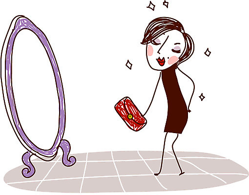 전신 우먼라이프 라이프스타일 여자 가방 일러스트 한명 서기 미소 웃음 사람 일상 라이프 거울 외출 클러치 전신거울 외출준비 여자만 여자한명만 국내일러스트 AI파일 1 잡화 모션 표정 생활 준비 파일형식 벡터