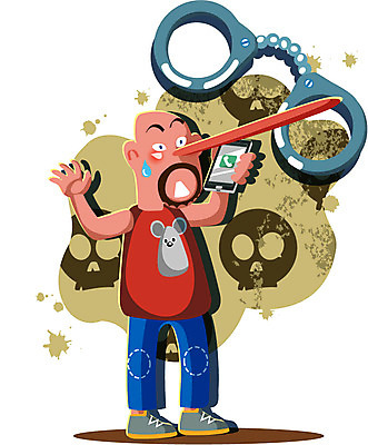 남자 일러스트 모바일 무선통신 한명 사람 스마트폰 통신기기 범죄 범죄인 수갑 사회이슈 전화기 통화 장난전화 남자만 남자한명만 국내일러스트 AI파일 1 컨셉 장난 통신 모션 핸드폰 스마트기기 기계 파일형식 벡터