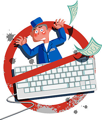 남자 지폐 돈 인터넷 일러스트 한명 사람 컴퓨터 금지 키보드 범죄 범죄인 사회이슈 보안 타자기 인터넷보안 남자만 남자한명만 국내일러스트 AI파일 1 컨셉 안전 전자제품 골동품 재산 파일형식 벡터