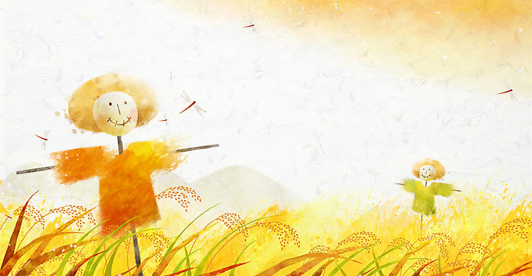 PSD 동물 사계절 계절 곤충 백그라운드 일러스트 자연 곡류 논 따뜻함 풍경 사람없음 가을풍경 벼 가을 잠자리 허수아비 자연백그라운드 고추잠자리 가을배경 국내일러스트 농업 생태계 파일형식 가을_계절