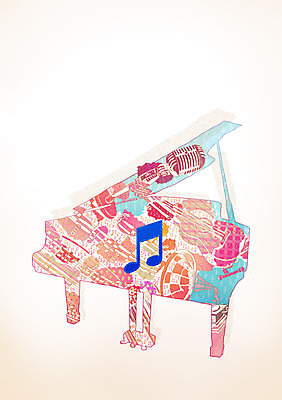 PSD 악기 음악 상징 한대 생각 음표 일러스트 노래 상상 사람없음 판타지 기타 건반 피아노 심볼 나팔 악보 스탠드마이크 마이크 그랜드피아노 국내일러스트 1 기호 음향기기 현악기 문화예술 건반악기 파일형식