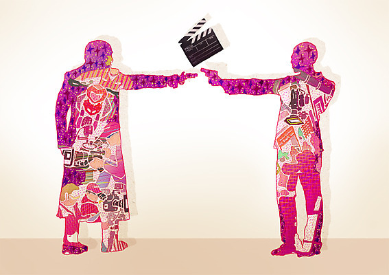 PSD 남자 상징 포즈 생각 일러스트 상상 들기 사람 손짓 성인 두명 판타지 손들기 마주보기 카메라 촬영 배우 영화배우 감독 클래퍼보드 자르기 심볼 영화 스탭 액션 남자만 성인남자만 성인만 국내일러스트 직업 모션 문화예술 전자제품 연예인 파일형식