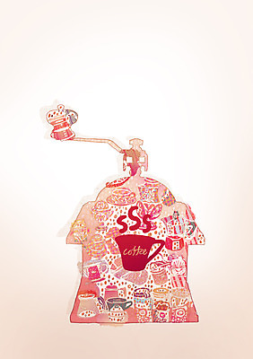 PSD 커피 음료 상징 생각 일러스트 상상 주전자 잔 사람없음 컵 판타지 기계 원두 차 커피잔 찻잔 설탕 심볼 그라인더 분쇄기 프림 국내일러스트 식기 주방용품 커피용품 파일형식