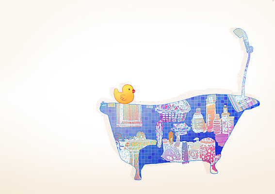 PSD 실루엣 생각 일러스트 창문 상상 욕조 사람없음 판타지 수건 위생용품 장난감 바구니 목욕 거울 욕실 심볼 타일 세면대 화장실 샤워기 샴푸 오리장난감 국내일러스트 생활용품 촬영기법 청결 파일형식