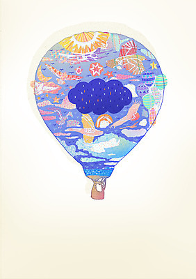 PSD 동물 구름 별 상징 생각 일러스트 상상 조류 하늘 사람없음 판타지 태양 달 열기구 초승달 심볼 풍선 국내일러스트 자연요소 항공교통 파일형식