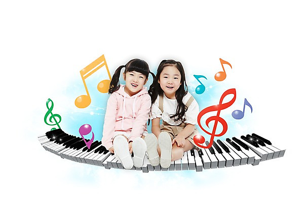 전신 PSD 편집 편집이미지 라이프스타일 여자 어린이교육 교육 어린이라이프 어린이 악기 음악 지도 연주 음표 노래 미소 웃음 사람 앉기 동양인 소녀 두명 친구 한국인 피아노건반 건반 피아노 건반악기 높은음자리표 조기교육 8분음표 16분음표 여자만 어린이만 소녀만 이미지편집 기호 관계 모션 문화예술 표정 인종 생활 파일형식