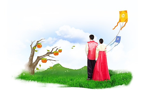 전신 PSD 편집이미지 한국문화 한국전통 전통 부부 커플 옷 여자 명절 열매 남자 전통문화 과일 하늘 감 서기 사람 동양인 잔디 성인 두명 뒷모습 추석 한국인 나뭇가지 풀 전통의상 한복 연 감나무 연날리기 성인만 이미지편집 나무 식물 동양문화 기념일 문화 뷰포인트 관계 모션 한국 인종 놀이용품 전통놀이 파일형식
