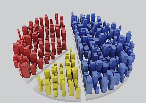 PSD 편집이미지 건축물 컬러 통계 그래프 설계 풍경 사람없음 건물 그래픽 빨간색 파란색 노란색 3D소스 3D 블록 설계도 도시 원형 입체 편집소스 편집3D 도형 건축 컨셉 건설업 디지털합성 파일형식