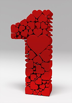 PSD 편집이미지 1 기호 컬러 사랑 사람없음 그래픽 빨간색 숫자 3D소스 3D 하트 입체 아라비아숫자 편집소스 편집3D 모양 문자 감정 디지털합성 파일형식