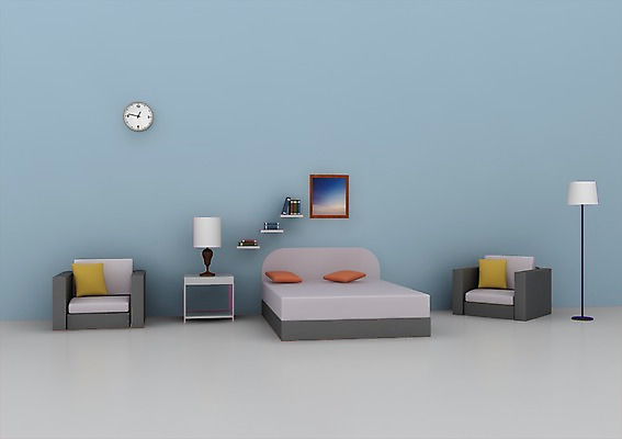 PSD 편집이미지 시계 액자 의자 조명 프레임 틀 사람없음 그래픽 인테리어 3D소스 3D 침실 방 침대 스탠드 시간 벽시계 입체 편집소스 편집3D 디자인 가구 디지털합성 파일형식