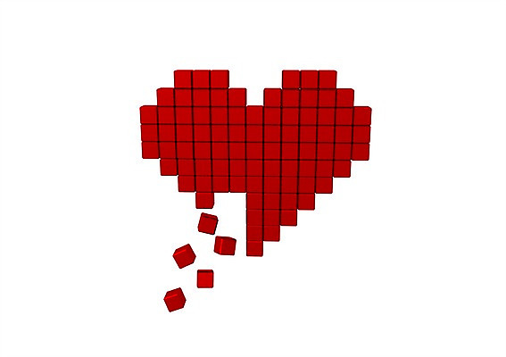 PSD 편집이미지 컬러 사랑 사람없음 그래픽 빨간색 3D소스 3D 블록 하트 큐브 분석 입체 복잡 편집소스 편집3D 모양 감정 컨셉 디지털합성 파일형식