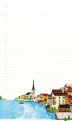 PSD 나무 식물 해외 유럽 호수 여행 백그라운드 일러스트 유럽풍경 해외건축 서양건축 주택 빌딩 사람없음 건물 관광지 마을 빈티지 보트 오스트리아 빈티지배경 세계명소 할슈타트 선박 국내일러스트 건축물 건축 나라 컨셉 수상교통 배_교통 풍경 파일형식