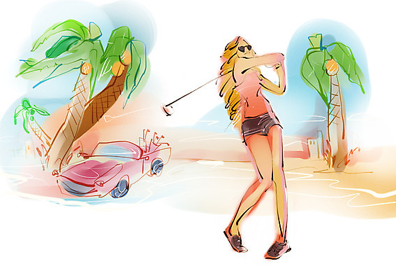 PSD 나무 식물 라이프스타일 여자 교통수단 스포츠 교통 골프 일러스트 자동차 레저 한명 미소 웃음 사람 성인 취미 라이프 야자수 운동 골프채 모던 모던라이프 모던피플 여자만 여자한명만 성인여자만 성인만 국내일러스트 1 육상교통 골프용품 표정 건강 생활 구기 파일형식