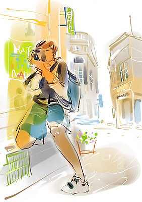 PSD 식물 라이프스타일 남자 화분 여행 일러스트 한명 미소 웃음 사람 빌딩 성인 취미 건물 라이프 카메라 사진촬영 모던 모던라이프 모던피플 남자만 남자한명만 성인남자만 성인만 국내일러스트 1 건축물 표정 생활 전자제품 촬영 파일형식