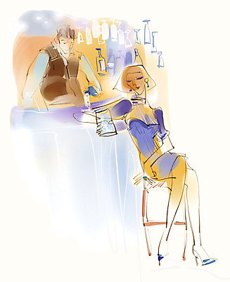 PSD 라이프스타일 여자 남자 일러스트 잔 주류 미소 웃음 사람 성인 취미 두명 라이프 컵 바 선술집 술집 음주 모던 바텐더 모던라이프 모던피플 성인만 국내일러스트 식기 음료 표정 생활 파일형식