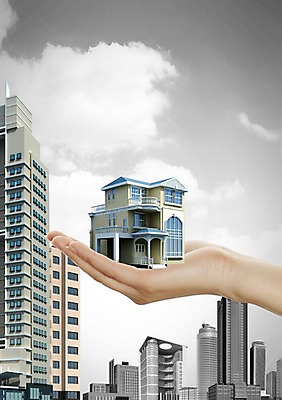 PSD 편집이미지 손 백그라운드 주택 한명 빌딩 신체부위 3D 미니어처 편집3D 1 사람 건물 모형 디지털합성 파일형식