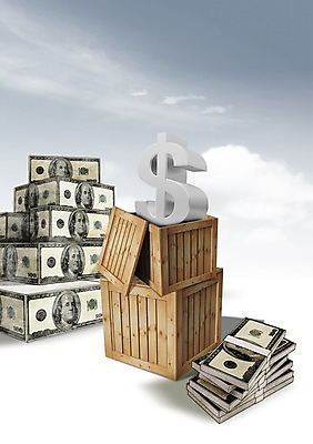 PSD 구름 편집 편집이미지 백그라운드 지폐 돈 하늘 사람없음 금융 경제 상자 3D 달러 화폐기호 나무상자 편집3D 자연요소 기호 재산 화폐 디지털합성 파일형식