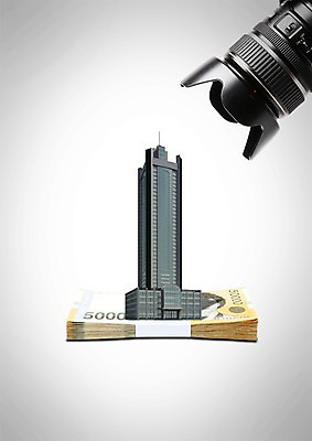 PSD 편집 편집이미지 백그라운드 지폐 돈 빌딩 사람없음 건물 금융 경제 3D 카메라 사진촬영 편집3D 건축물 전자제품 촬영 재산 디지털합성 파일형식