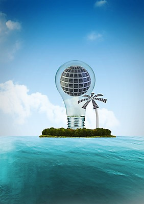 PSD 나무 식물 구름 편집 편집이미지 바다 백그라운드 생각 전구 상상 하늘 조명 아이디어 해변 사람없음 3D 백열등 편집3D 자연요소 컨셉 디지털합성 파일형식