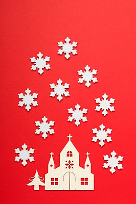 포토 JPG 스튜디오촬영 나무 건축물 기념일 컬러 백그라운드 크리스마스 크리스마스용품 실내 이벤트 사람없음 건물 빨간색 교회 눈송이 국내포토 식물 건축 종교건축 눈_날씨 내부 용품 파일형식