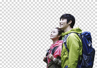 편집 편집이미지 라이프스타일 커플 응시 여자 남자 커플라이프 여행 포즈 가방 배낭 모션 레저 아웃도어 서기 미소 웃음 사람 동양인 상반신 성인 두명 30대 등산 트래킹 한국인 올려보기 등산복 등산가방 PNG 장년만 성인만 편집소스 시선 잡화 옷 관계 표정 인종 생활 장년 파일형식
