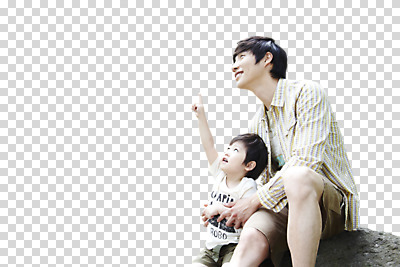 편집 편집이미지 응시 남자 아들 어린이 포즈 가족 모션 미소 웃음 사람 앉기 손짓 소년 상반신 성인 두명 30대 손들기 올려보기 돌_바위 자녀 가리킴 아빠 PNG 부자지간 남자만 편집소스 바위손 시선 관계 표정 장년 파일형식