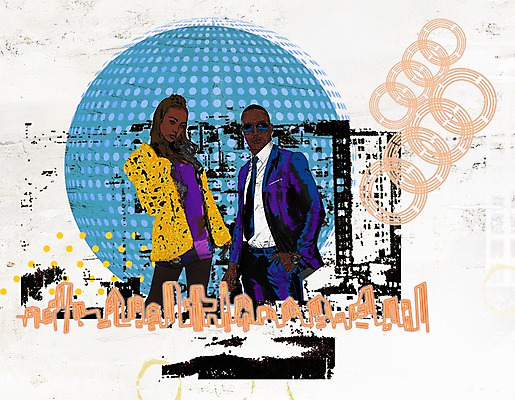 PSD 커플 여자 남자 한쌍 백그라운드 일러스트 서기 미소 웃음 사람 두명 쌍 클럽 퓨전 팝아트 미러볼 특별함 국내일러스트 컨셉 관계 모션 표정 장식 그림 파일형식