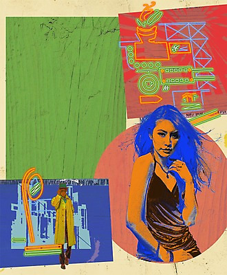 PSD 여자 남자 백그라운드 일러스트 서기 미소 웃음 사람 빌딩 두명 건물 도시 퓨전 팝아트 네온 특별함 국내일러스트 건축물 컨셉 모션 표정 그림 파일형식