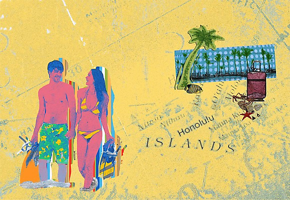 전신 PSD 나무 식물 커플 계절 여자 남자 한쌍 백그라운드 가방 일러스트 휴가 불가사리 서기 미소 웃음 사람 두명 여름 여름휴가 바캉스 야자수 캐리어 여행가방 쌍 퓨전 팝아트 특별함 국내일러스트 잡화 컨셉 관계 모션 극피동물 표정 그림 파일형식 여름_계절