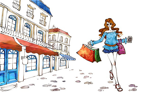 PSD 우먼라이프 라이프스타일 여자 패션 가방 일러스트 한명 미소 웃음 사람 성인 건물 라이프 쇼핑 종이봉투 쇼핑백 여자만 여자한명만 성인여자만 성인만 국내일러스트 1 건축물 잡화 봉투 표정 생활 파일형식