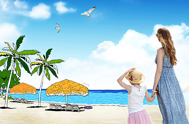 PSD 서양인 외국인 나무 식물 동물 백인 구름 편집 편집이미지 모자 라이프스타일 응시 계절 여자 딸 어린이 바다 여행 의자 가족 갈매기 조류 하늘 모녀 엄마 휴가 가족여행 서기 사람 손짓 소녀 상반신 성인 취미 해변 두명 뒷모습 여름 30대 여름휴가 바캉스 모래사장 야자수 손잡기 자녀 선베드 여자만 이미지편집 자연요소 시선 잡화 뷰포인트 가구 관계 모션 인종 생활 장년 파일형식 여름_계절