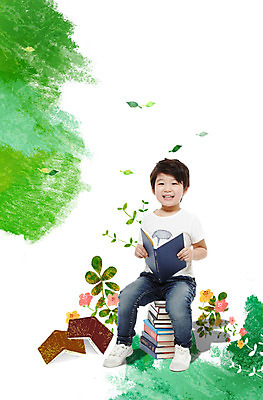 전신 PSD 식물 편집 편집이미지 어린이교육 교육 남자 꽃 어린이 잎 한명 미소 웃음 사람 앉기 동양인 소년 책 남자만 남자한명만 어린이만 소년만 소년한명만 이미지편집 1 모션 표정 인종 파일형식
