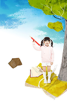 전신 PSD 나무 식물 편집 편집이미지 여자 어린이교육 교육 어린이 한명 서기 미소 웃음 사람 동양인 소녀 책 필기구 연필 여자만 여자한명만 어린이만 소녀만 소녀한명만 이미지편집 1 모션 문구용품 학용품 표정 인종 파일형식