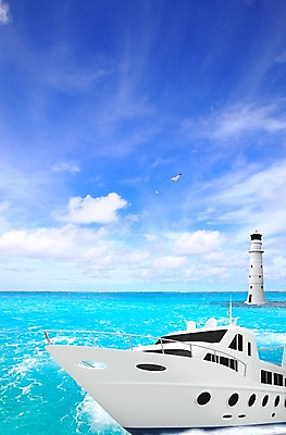 PSD 동물 구름 편집 편집이미지 교통수단 파도 바다 수상교통 갈매기 조류 하늘 등대 풍경 해변 사람없음 3D 유람선 선박 이미지편집 편집3D 자연요소 교통 배_교통 디지털합성 파일형식