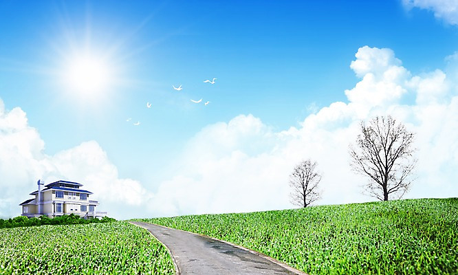 PSD 나무 식물 구름 편집 편집이미지 길 자연 하늘 주택 풍경 잔디 사람없음 3D 풀 언덕 이미지편집 편집3D 자연요소 건물 디지털합성 생태계 파일형식