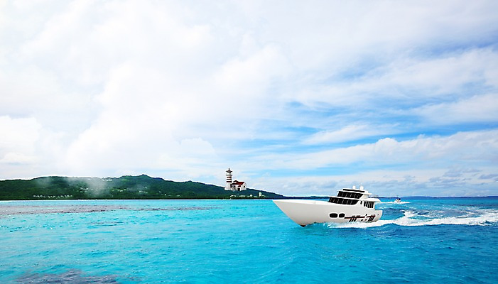PSD 구름 편집 편집이미지 교통수단 바다 섬 교통 수상교통 하늘 등대 풍경 해변 사람없음 3D 맑음 유람선 선박 이미지편집 편집3D 자연요소 배_교통 날씨 디지털합성 파일형식