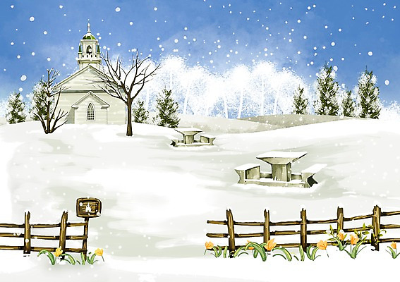 PSD 나무 식물 건축물 사계절 계절 건축 꽃 백그라운드 겨울 일러스트 풍경 사람없음 건물 울타리 설원 추위 눈 눈내림 겨울배경 국내일러스트 자연요소 날씨 눈_날씨 담장 파일형식