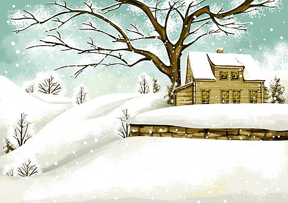 PSD 나무 식물 사계절 계절 백그라운드 겨울 일러스트 주택 풍경 사람없음 건물 설원 추위 눈 눈내림 겨울배경 국내일러스트 자연요소 건축물 날씨 눈_날씨 파일형식