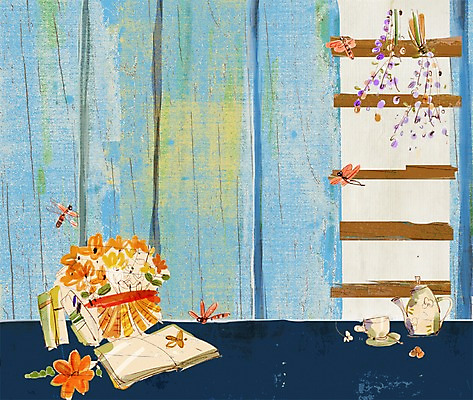 PSD 식물 동물 계절 꽃 곤충 백그라운드 일러스트 주전자 잔 풍경 사람없음 책 컵 독서 가을 차 잠자리 가을배경 국내일러스트 식기 음료 주방용품 파일형식 가을_계절