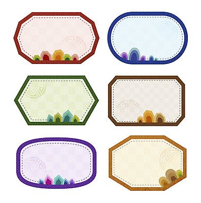 한국전통 전통 문양 백그라운드 스티커 무늬 패턴 일러스트 산 안내 프레임 틀 사람없음 세트 전통무늬 전통문양 꼬리표 라벨 알림 전통프레임 국내일러스트 AI파일 한국 파일형식 벡터