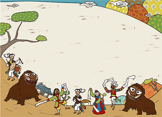 전신 나무 식물 한국문화 한국전통 전통 여자 남자 전통문화 문화 악기 백그라운드 일러스트 타악기 주택 초가집 국악기 가면 서기 사람 여러명 전통놀이 댄서 춤 사자 전통의상 한복 즐거움 탈춤 전통무용 장구 과거 탈 꽹과리 사자놀이탈 국내일러스트 AI파일 직업 동양문화 감정 음악 다수 컨셉 포유류 모션 놀이 문화예술 한옥 한국 국악 건물 전통공연 파일형식 벡터