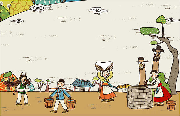 전신 나무 식물 한국문화 한국전통 전통 여자 남자 전통문화 문화 백그라운드 일러스트 주택 초가집 서기 사람 여러명 전통의상 한복 양동이 즐거움 과거 장승 지게 우물 천하대장군 국내일러스트 AI파일 동양문화 감정 다수 컨셉 모션 한옥 한국 건물 파일형식 벡터