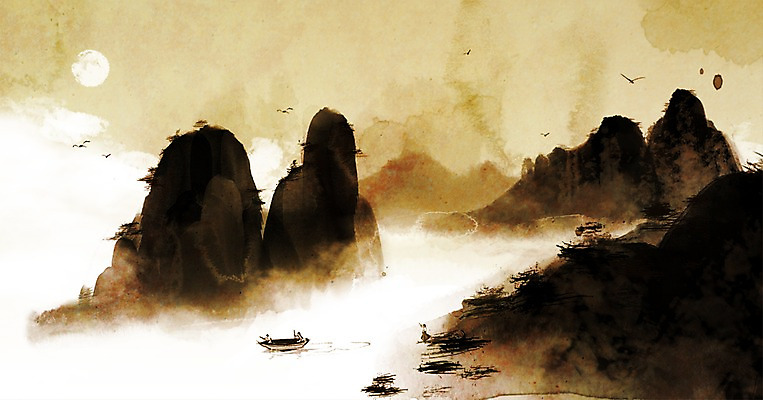 PSD 나무 식물 동물 캘리배경 백그라운드 일러스트 캘리그라피 자연 조류 산 사람 풍경 두명 강 안개 보름달 달 산수화 선박 국내일러스트 자연요소 수상교통 날씨 동양화 생태계 파일형식