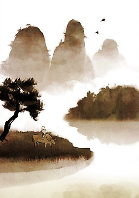 PSD 나무 식물 동물 섬 캘리배경 백그라운드 일러스트 캘리그라피 자연 산 한명 사람 풍경 강 안개 소 산수화 국내일러스트 1 포유류 날씨 동양화 생태계 파일형식