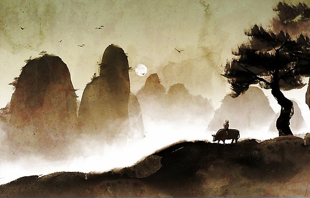 PSD 나무 식물 동물 캘리배경 백그라운드 일러스트 캘리그라피 자연 조류 산 한명 사람 풍경 안개 보름달 달 소 산등성이 산수화 국내일러스트 자연요소 1 포유류 날씨 동양화 생태계 파일형식